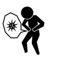 病原菌がお腹に入り苦しむ人のピクトグラム