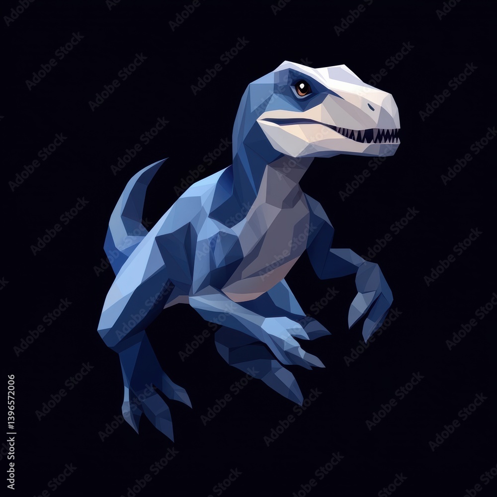 Aufkleber dynamic velociraptor design in minimalistic polygon art capturing speed and elegance