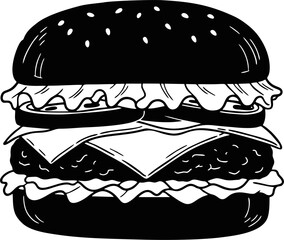 hand draw burger vector design mono color