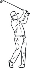 hand draw golf man vector design mono color