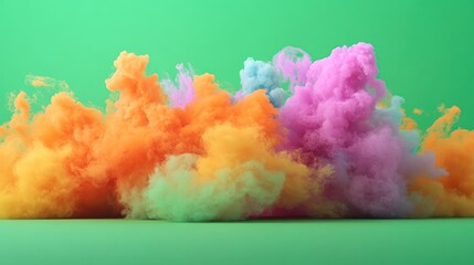 Vibrant colorful smoke clouds in orange, pink, and green