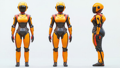 Stylish robot character design in vibrant yellow and black colors.