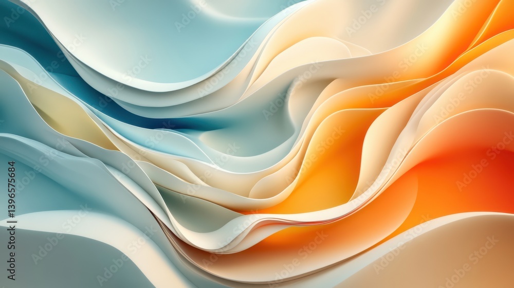 Poster a vibrant abstract design featuring flowing waves of soft colors, blending seamlessly to create a ca