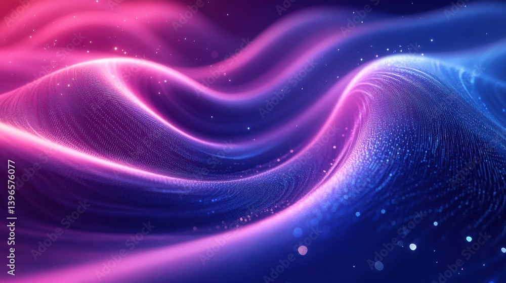 Aufkleber a vibrant abstract image featuring flowing waves of pink and blue tones, enhanced with sparkling par