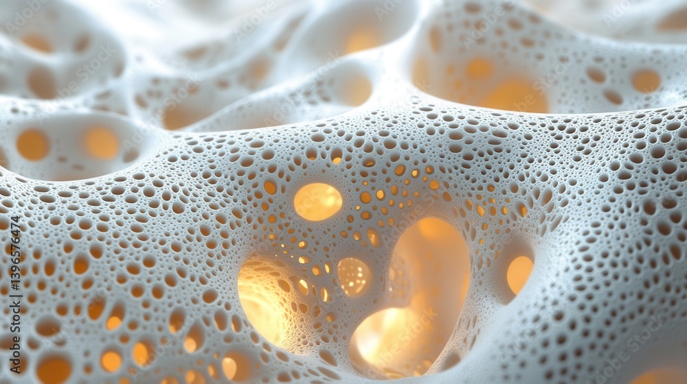 Aufkleber a close-up view of a textured, porous surface with soft lighting, creating an organic and abstract a