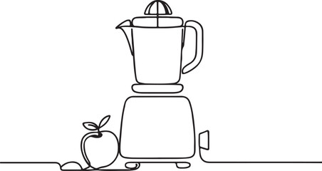 Modern Juicer Vector Art Line Illustration