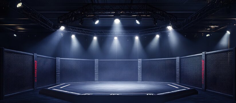 Illuminated Octagon: MMA Cage Fight Arena
