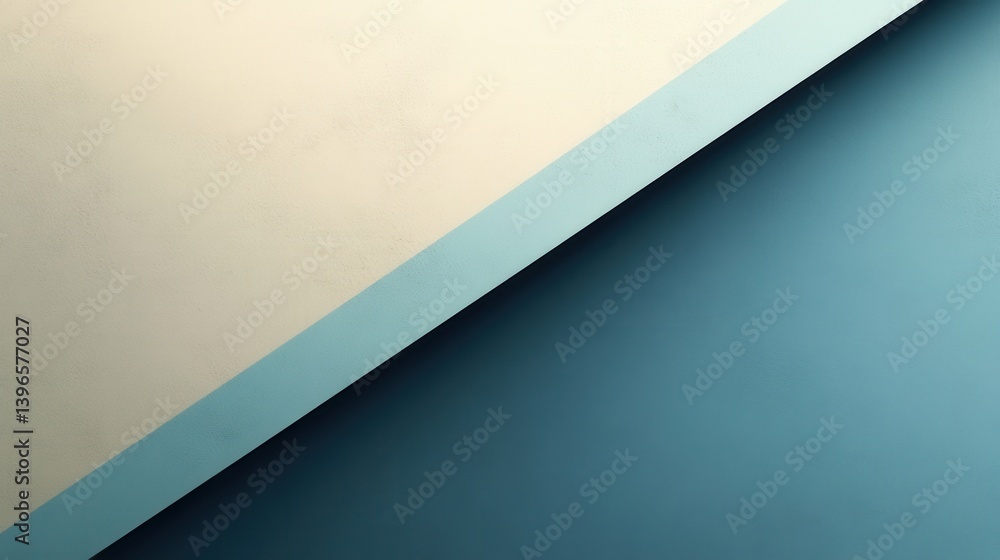 Poster a minimalist image featuring a diagonal division of textured walls in soft, muted tones of cream and