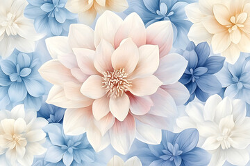 Obraz premium Delicate floral design of pastel-colored dahlias.