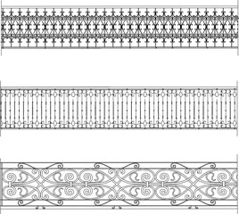 vector sketch illustration of fence design with classic vintage ethnic traditional decorative ornaments