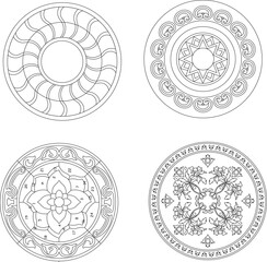 silhouette design vector illustration sketch pattern ornament circle decoration wall decoration mandala rosette abstract modern natural floral classic vintage