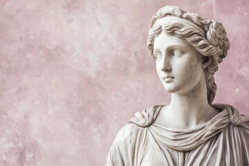Ancient Greek antique marble sculpture of a woman goddess, elegant pose