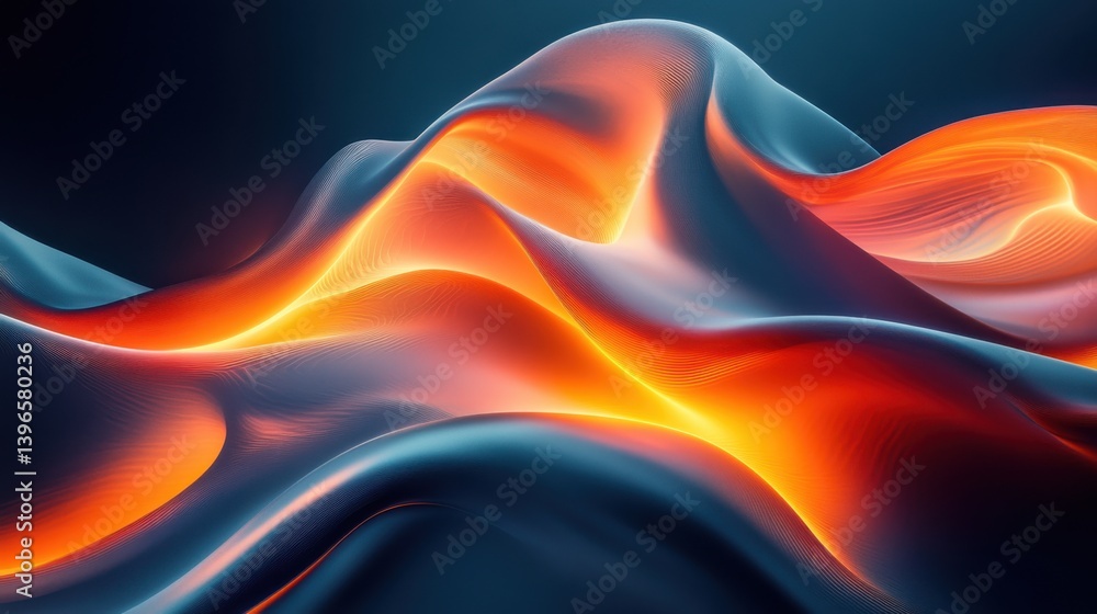 Aufkleber a vibrant design featuring flowing waves in shades of orange and blue, creating a dynamic and energe
