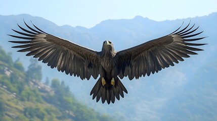Breathtaking Majestic Eagle Spreading Its Wings in Scenic Landscape