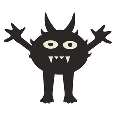 Creepy Halloween Monster Silhouette on White Background. Isolated Vector Character.