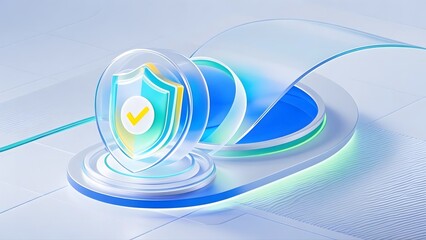 3d Blue Internet Finance Security Shield Background