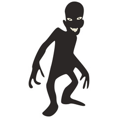 Creepy Halloween Monster Silhouette on White Background. Isolated Vector Character.