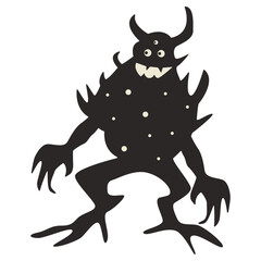 Fototapeta premium Creepy Halloween Monster Silhouette on White Background. Isolated Vector Character.