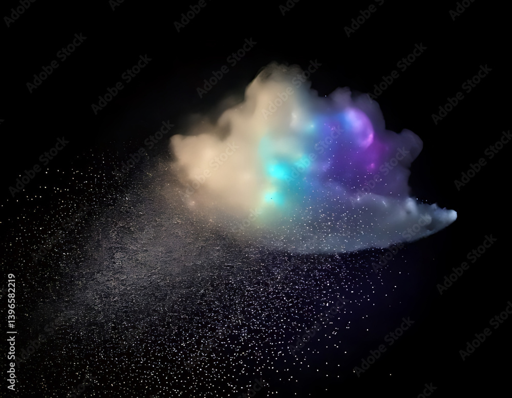 Poster dynamic colorful smoke cloud dark background digital art abstract close-up visual effect