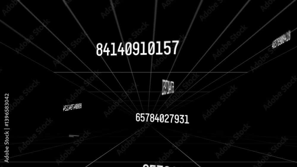 Poster creating animation with numbers and lines for dynamic digital data visualization
