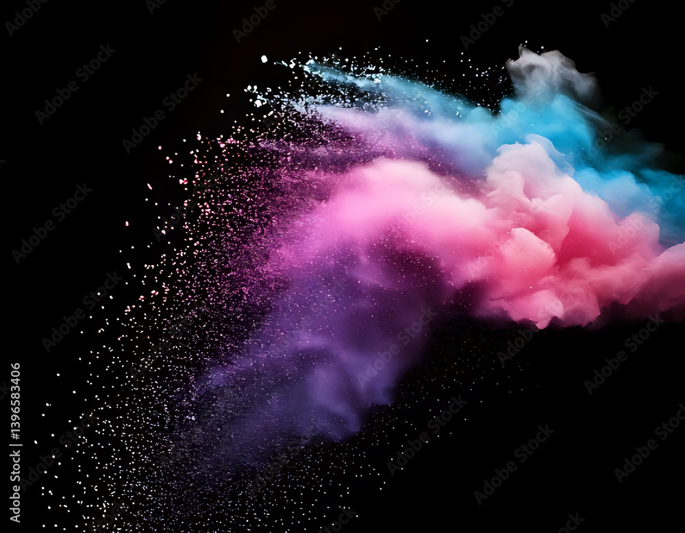 Poster vibrant color explosion dark background digital art abstract design dynamic view creativity