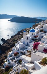 A vast expanse of azure blue stretches overhead, unmarred by clouds, allowing the warm sunlight to illuminate the landscape below, creating a serene and tranquil atmosphere.