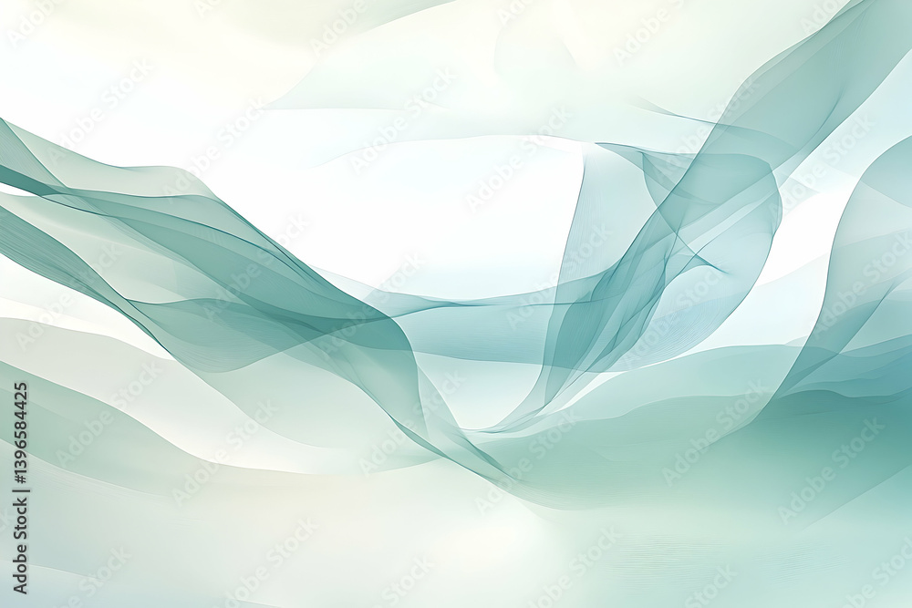 Poster delicate teal flowing lines create a soft abstract design.