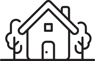House Outline Icon – Minimalist Symbol for Real Estate, Housing, and Architecture