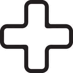 Obraz premium Medical Plus Sign Outline Icon – Universal Monochrome Symbol for Health Care, First Aid, and Emergency Services