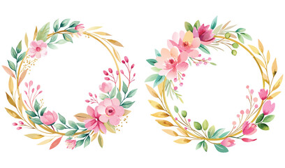 Abstract floral frame with a swirl of pink blossoms and green leaves, a beautiful vector design for spring decoration