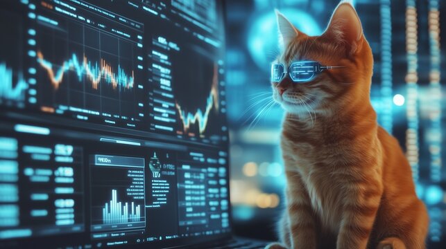 Holographic stock market interface with augmented reality trading.  - Powered by Adobe