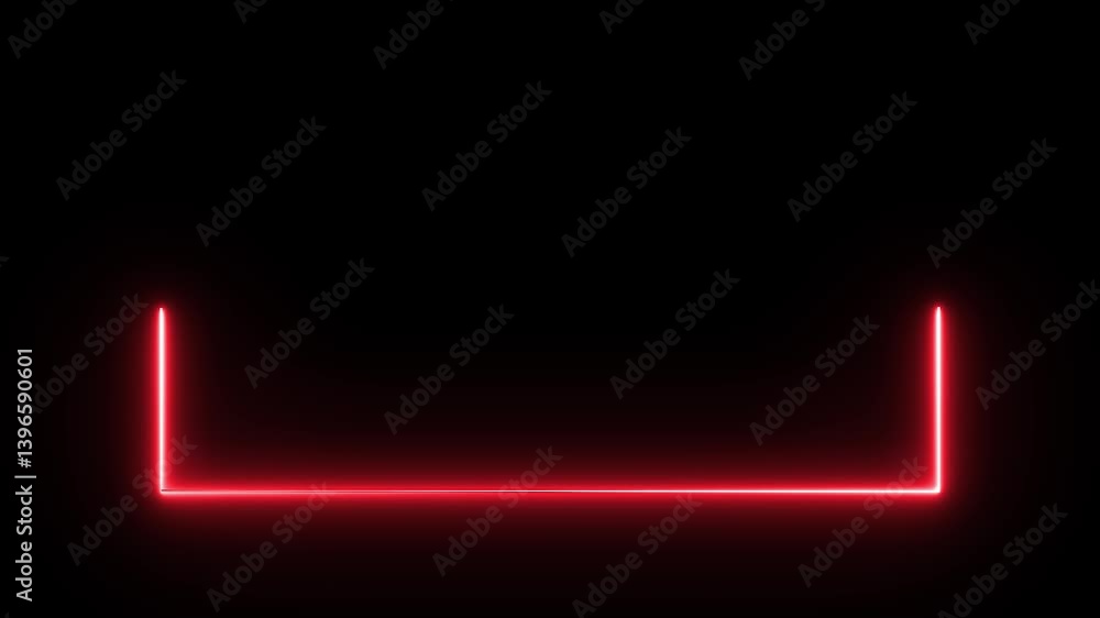 Poster animation of glowing neon rectangles abstract background. abstract glowing red neon rectangle border
