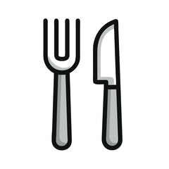 Fork and Knife Representing Dining and Cuisine Icon Design