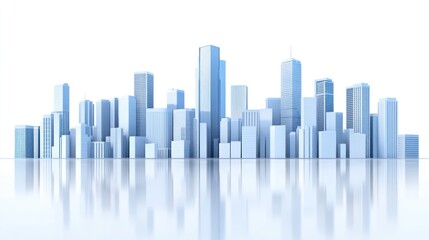 Fototapeta premium Modern City Skyline Reflection: Architectural Marvel in Blue Hues