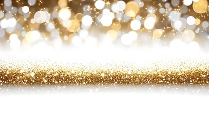 Glimmering Gold Background with Blurry Sparkles and Light Bokeh Effect