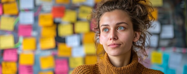 Advertising campaign schedule on wall board, marketing milestones and performance tracking in stylish office backdrop