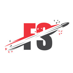 Bullet logo icon illustration vector template with letter crossing shot.