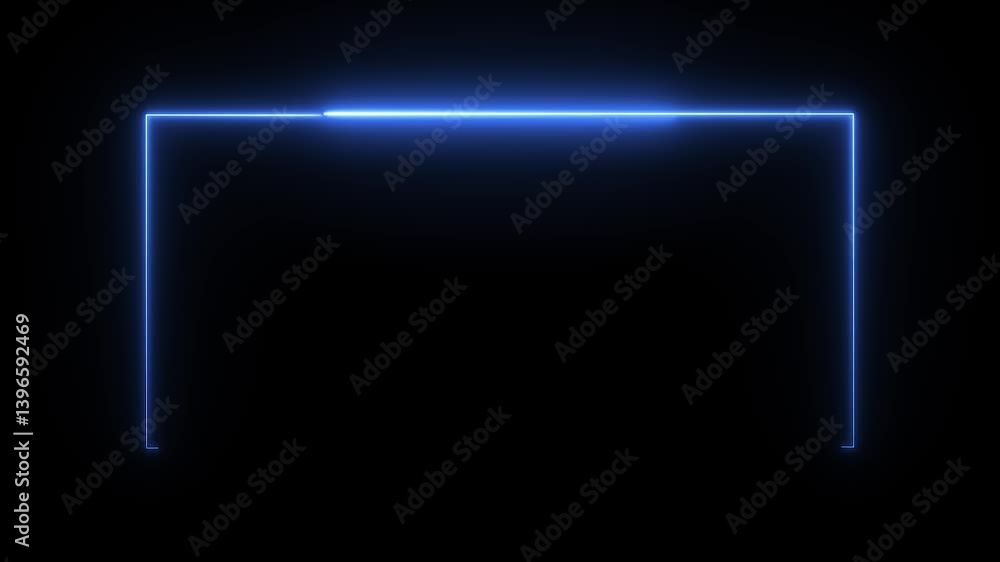 Poster animation of glowing neon rectangles abstract background. abstract glowing blue neon rectangle borde