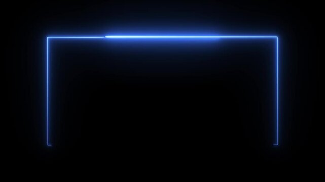 Animation of glowing neon rectangles abstract background. abstract glowing blue neon rectangle border frame. 4k animated on black background
