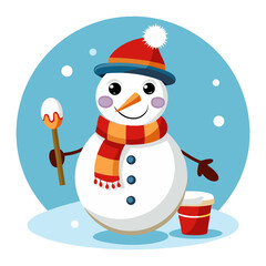 Snowman vector on white background
