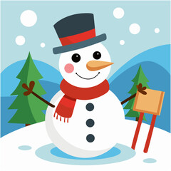 Snowman vector on white background
