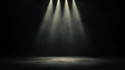Dramatic Spotlight Illumination: Dark Stage with Three Beams