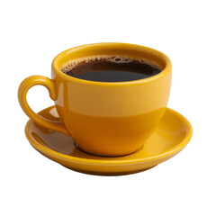 yellow cup of coffee on white background