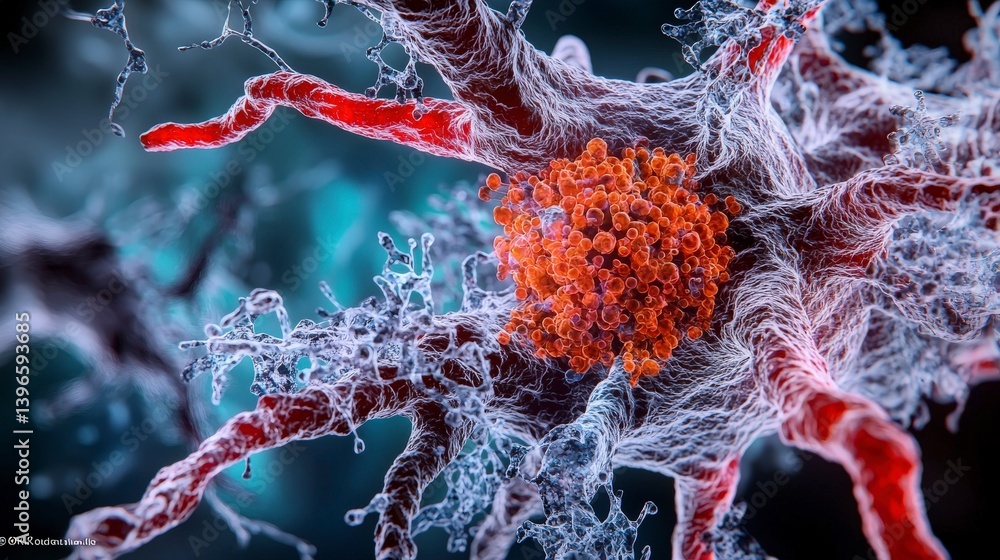 Aufkleber scientific imagery of human cells exploring cellular structures through a microscopic laboratory per
