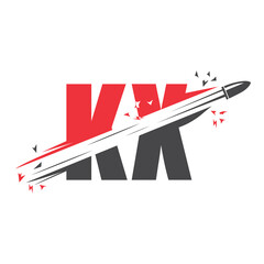 Bullet logo icon illustration vector template with letter crossing shot.