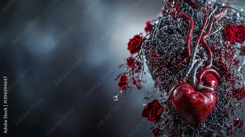 Aufkleber Surreal digital art of the human circulatory system in a studio setting a close-up emotional representation