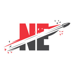 Bullet logo icon illustration vector template with letter crossing shot.