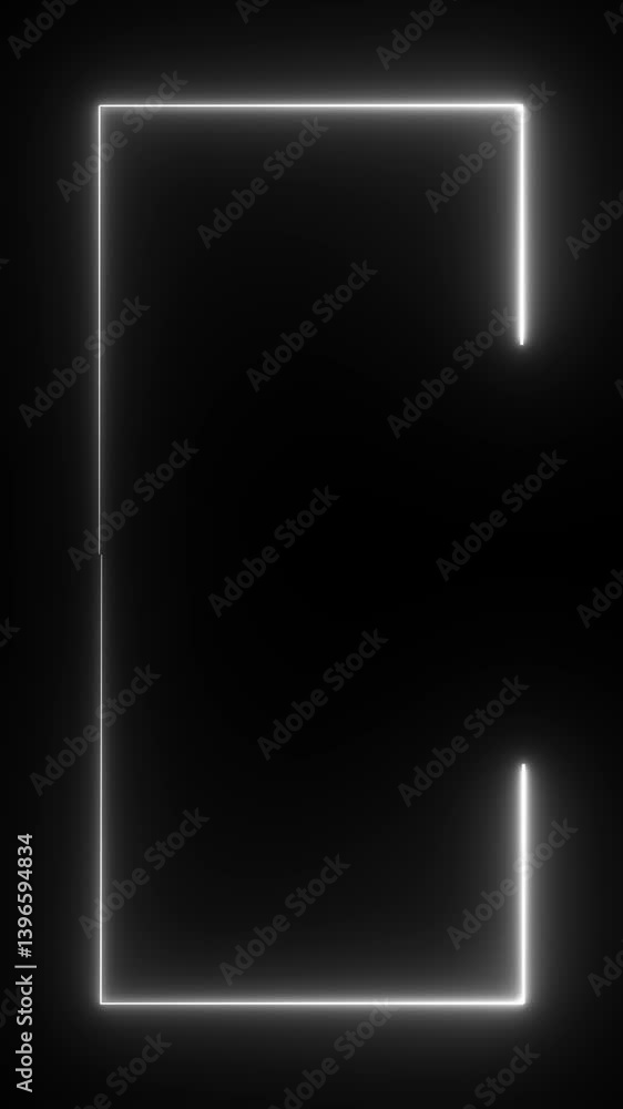 Poster animation of glowing neon rectangles abstract background. abstract glowing white neon rectangle bord