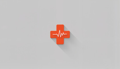 Obraz premium Medical symbol with heartbeat on a minimalist background 