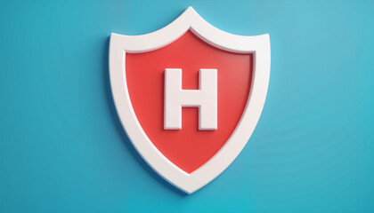 Obraz premium Shield with Letter H on Blue Background 